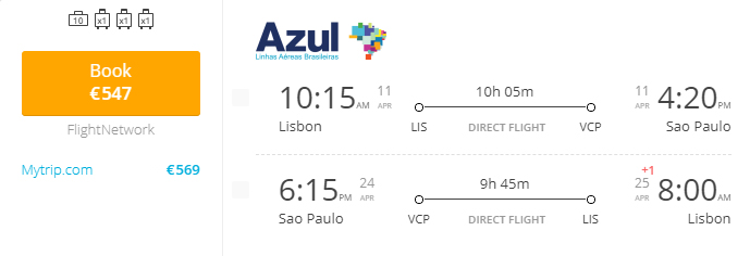 ERROR FARE Lisbon to sao paulo