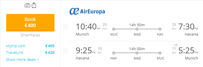 Munich to havana price