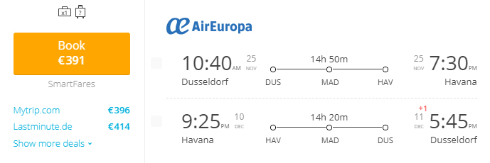 duseldorf to havana price