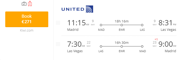 cheap fares from madrid to las vegas