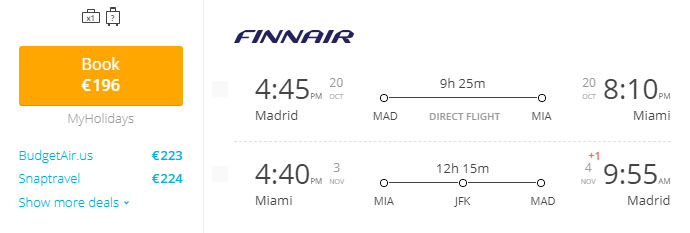 cheap flight ticket from madrid to miami