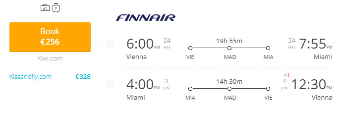 cheap vienna to miami flight