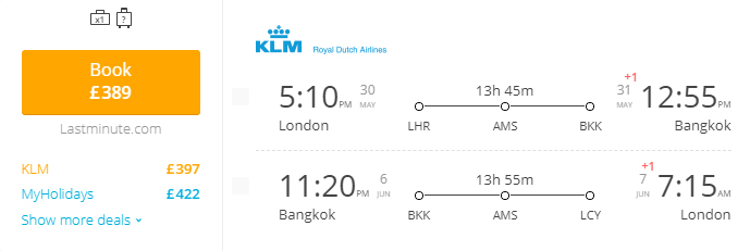 london to bangkok cheap klm flights